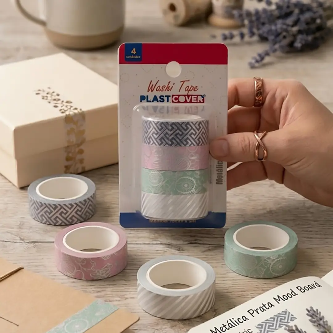WASHI TAPE METÁLICA PRATA - Imagem 8