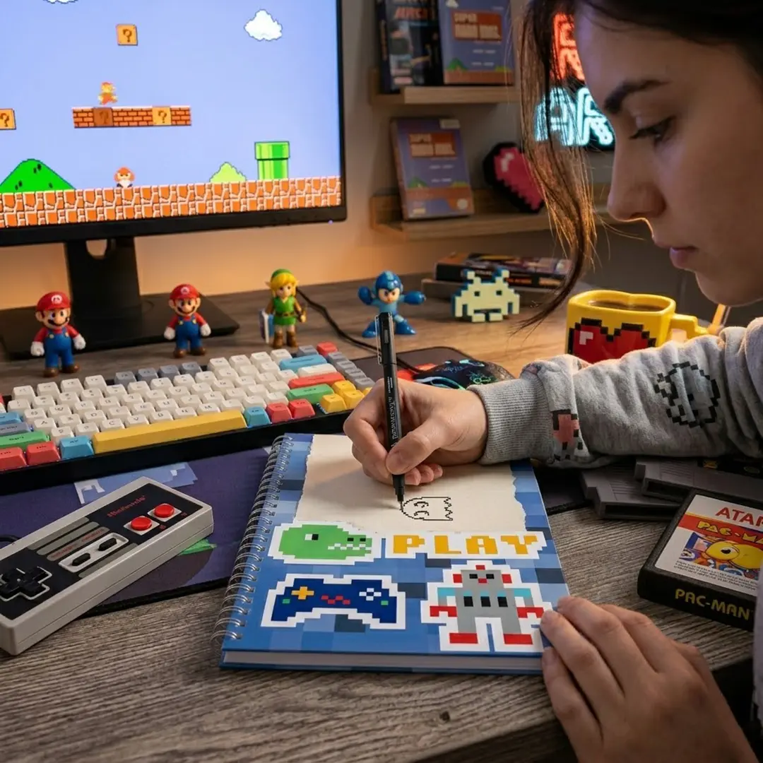 CADERNO GAMER PIXEL AZUL - Imagem 4