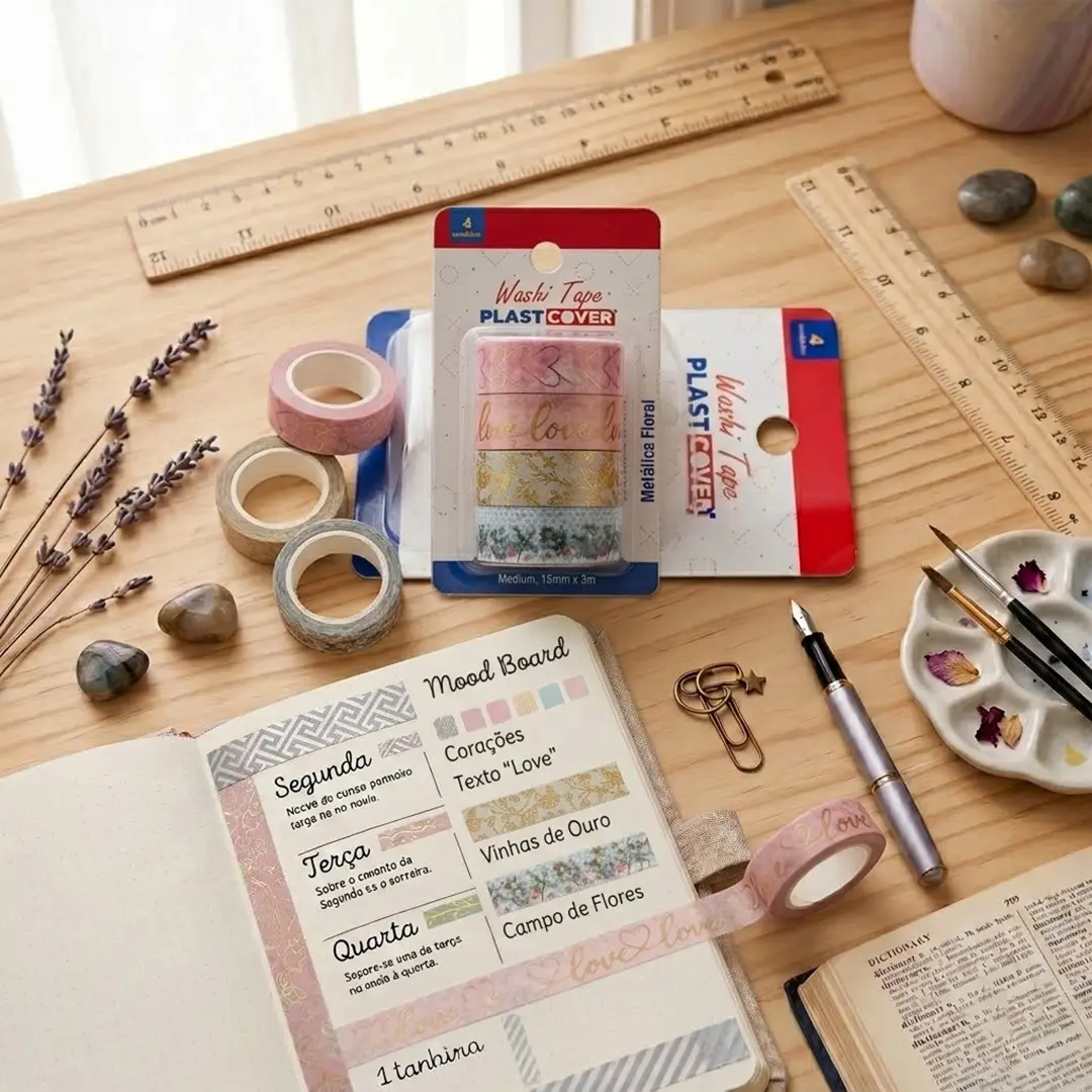 WASHI METÁLICA FLORAL - Imagem 8