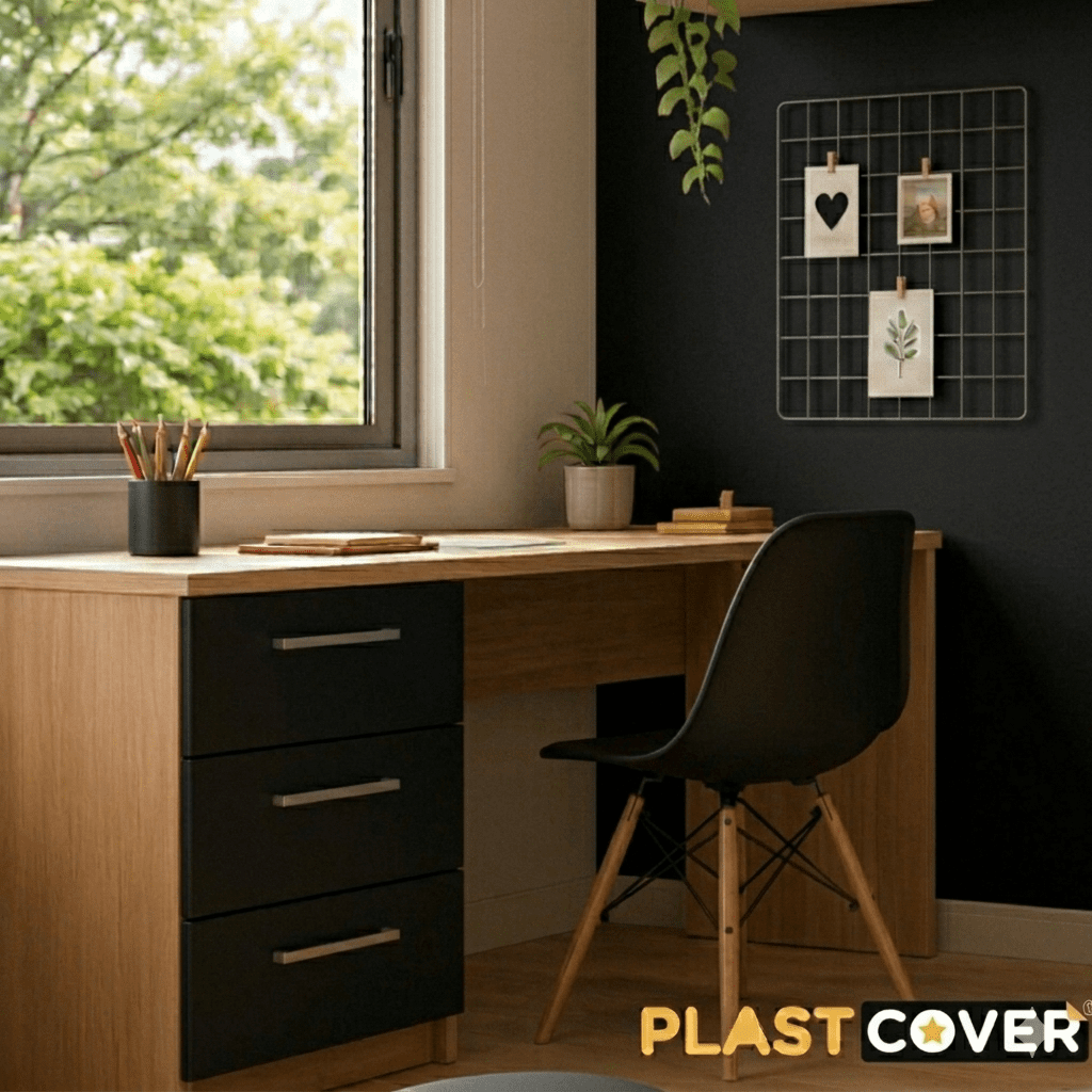 PLÁSTICO ADESIVO PLASTCOVER PRETO OPACO - Imagem 2