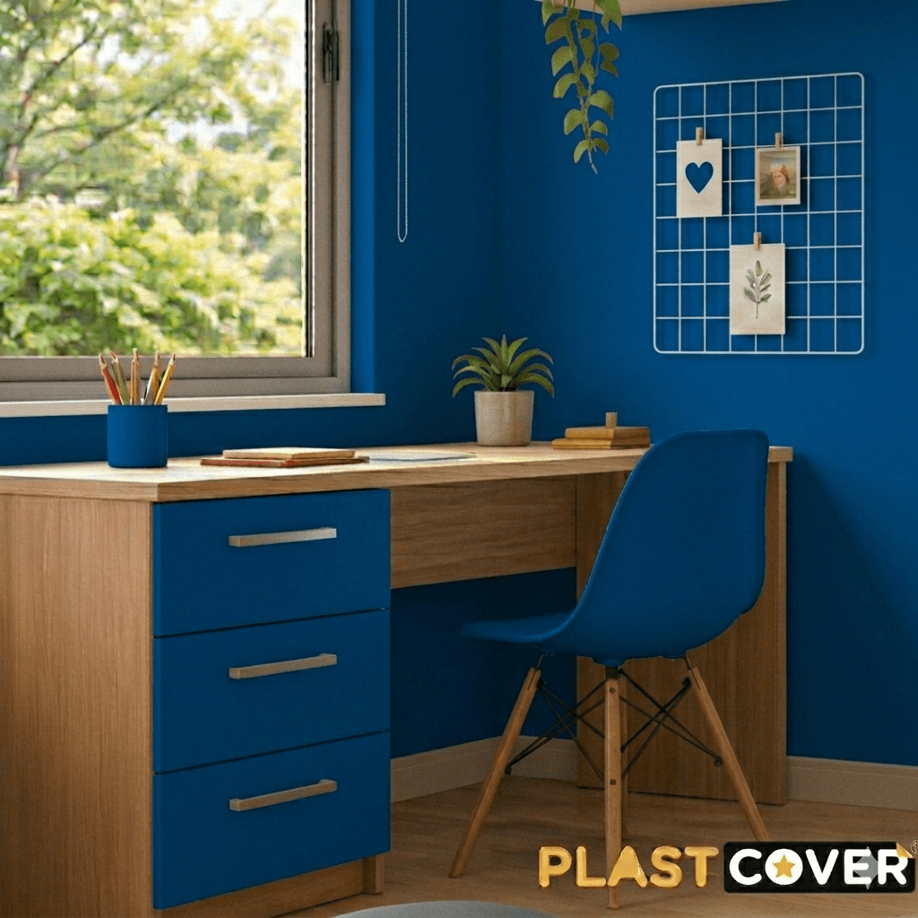 PLÁSTICO ADESIVO PLASTCOVER AZUL OPACO - Imagem 2