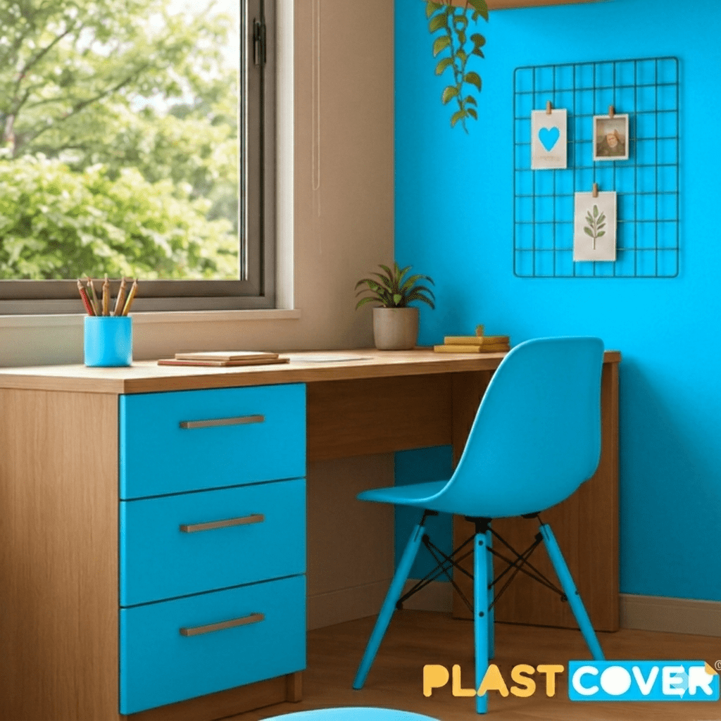 PLÁSTICO ADESIVO PLASTCOVER AZUL CELESTE OPACO - Imagem 2