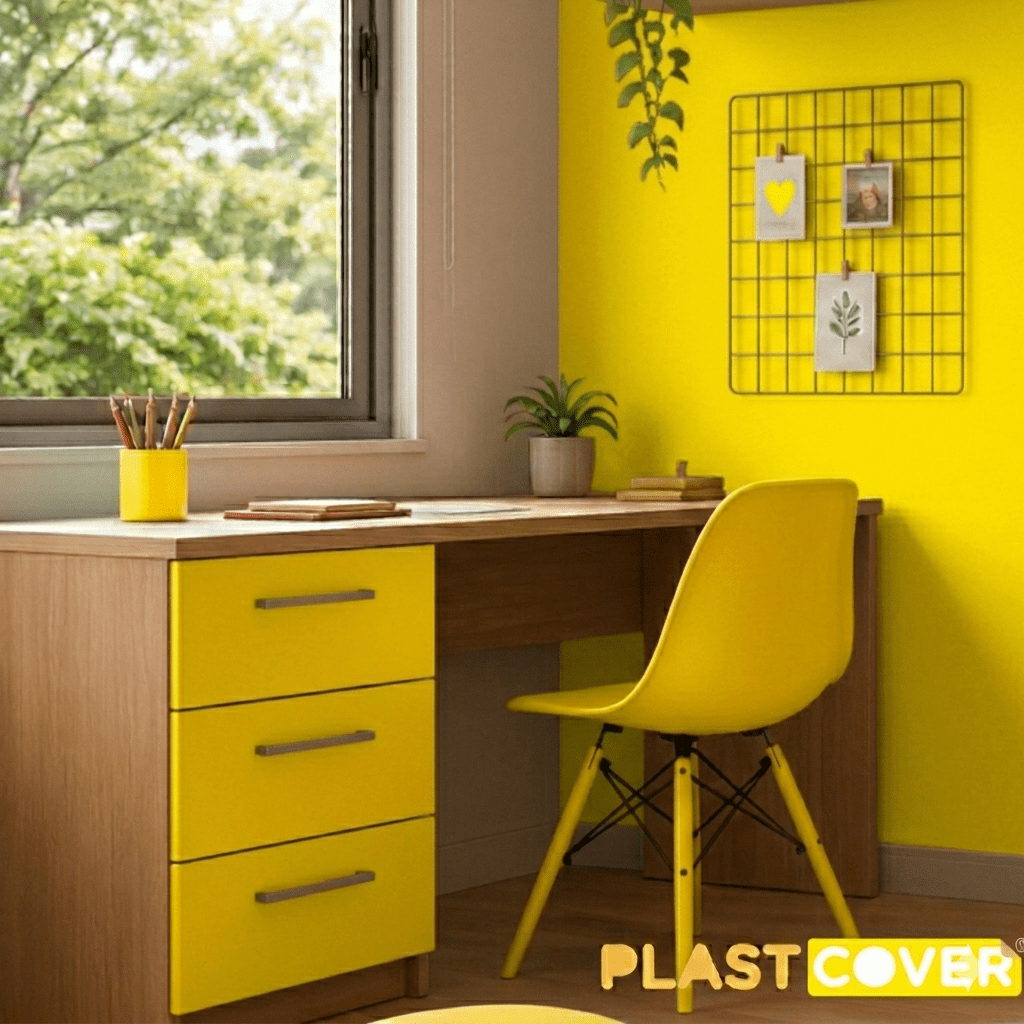 PLÁSTICO ADESIVO PLASTCOVER AMARELO OPACO - Imagem 2