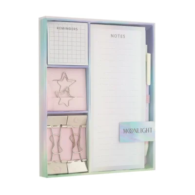 kit papelaria moonlight, stick notes, papelaria